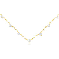 14K Yellow Gold Station Necklace with Round Diamonds - 0.38 Carat Total Diamond Weight - Royal Jewelry