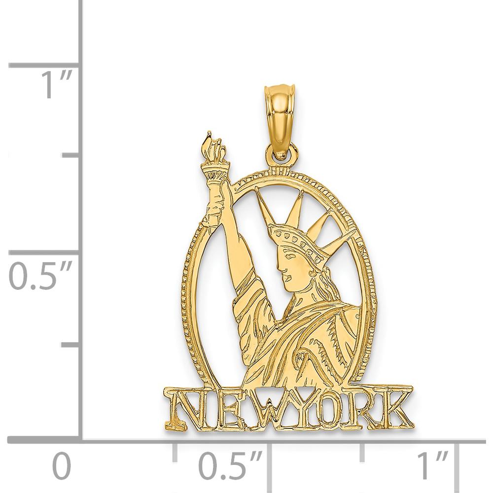 14K Yellow Gold Statue of Liberty New York Charm Pendant - 21mm Length by Oro Pregiato