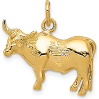 14K Yellow Gold Steer Pendant with Textured Detail by Oro Pregiato