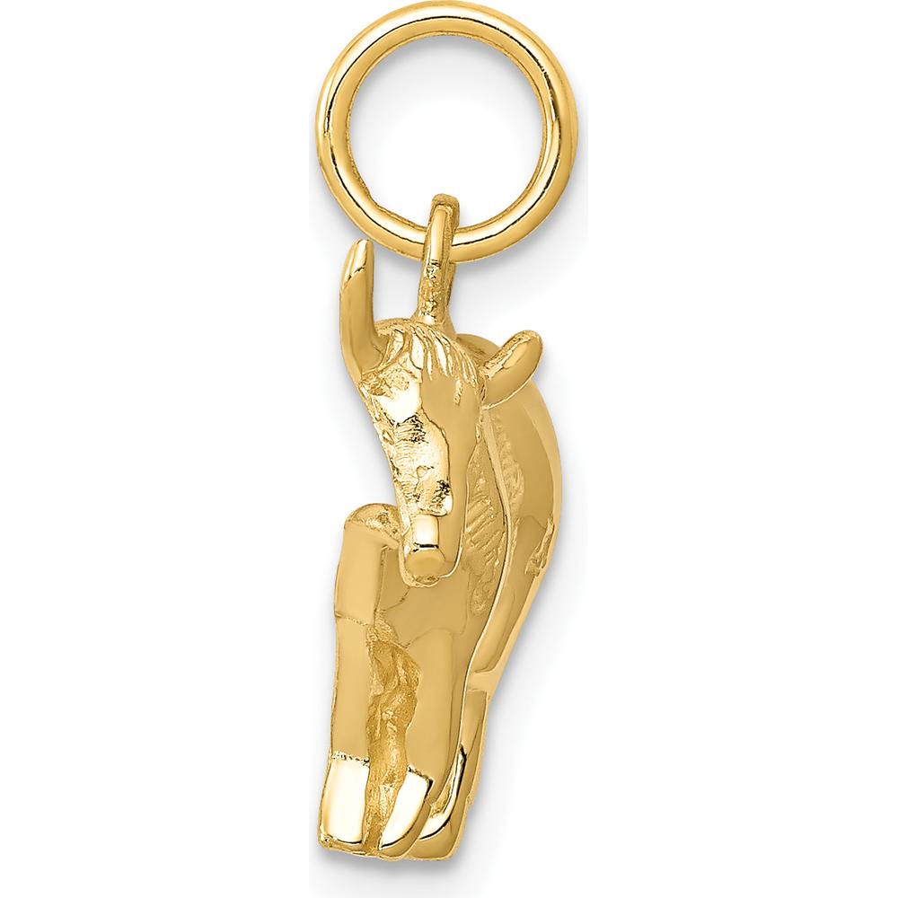 14K Yellow Gold Steer Pendant with Textured Detail by Oro Pregiato