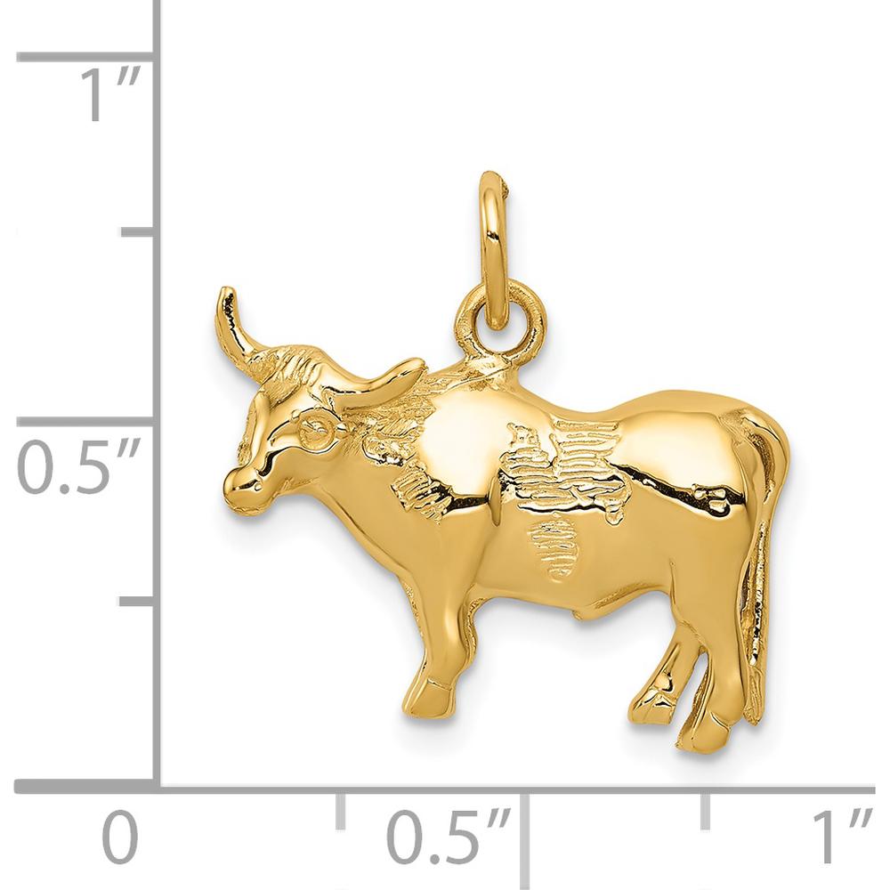 14K Yellow Gold Steer Pendant with Textured Detail by Oro Pregiato