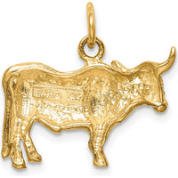 14K Yellow Gold Steer Pendant with Textured Detail by Oro Pregiato