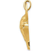 14K Yellow Gold Steer Skull Pendant with Polished Finish by Oro Pregiato