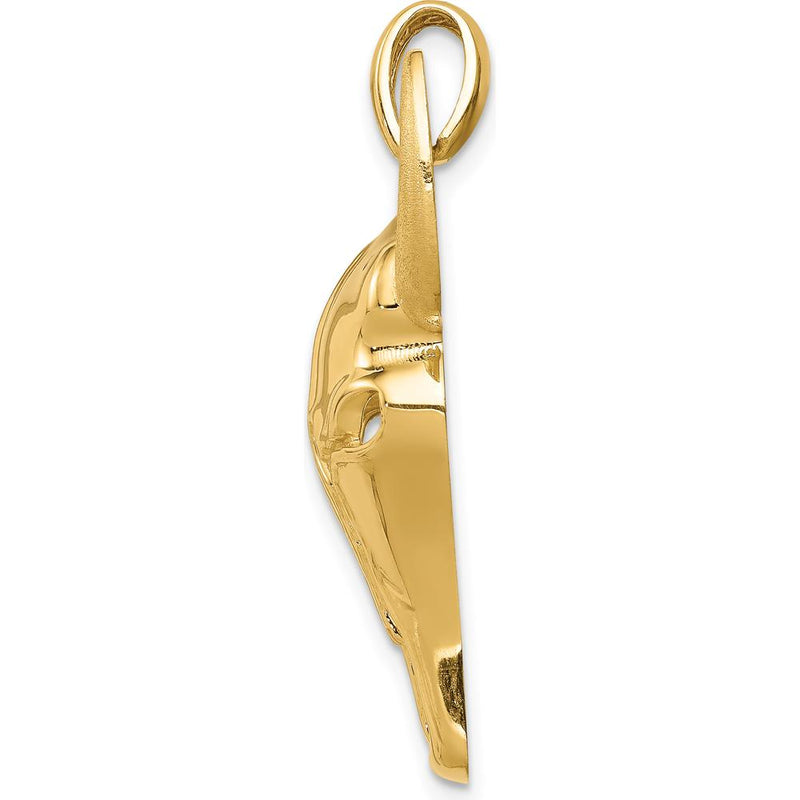 14K Yellow Gold Steer Skull Pendant with Polished Finish by Oro Pregiato