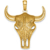 14K Yellow Gold Steer Skull Pendant with Polished Finish by Oro Pregiato
