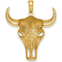 14K Yellow Gold Steer Skull Pendant with Polished Finish by Oro Pregiato