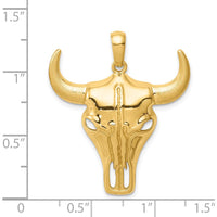 14K Yellow Gold Steer Skull Pendant with Polished Finish by Oro Pregiato