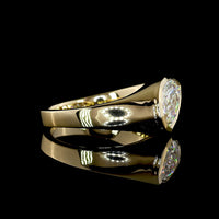 14K Yellow Gold Step Cut Pear Shape Solitaire Ring with Bezel Set Lab Diamond - 2.62 Carat Total Weight, E-F VS1 Clarity - Covaloro Fine Jewelry