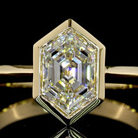 14K Yellow Gold Step Marquise Cut Lab Diamond Solitaire Ring with Bezel Setting - 1.55 Carat Total Weight, E-F Color VS1 Clarity - Covaloro Fine Jewelry