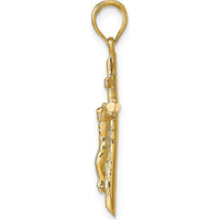 14K Yellow Gold Stick Style Crucifix Pendant - Polished Finish by Oro Pregiato