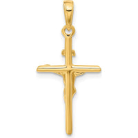 14K Yellow Gold Stick Style Crucifix Pendant - Polished Finish by Oro Pregiato