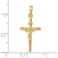 14K Yellow Gold Stick Style Crucifix Pendant - Polished Finish by Oro Pregiato