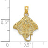 14K Yellow Gold Stingray Charm Pendant - Polished & Textured Design by Oro Pregiato