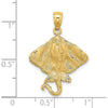 14K Yellow Gold Stingray Pendant Charm with Textured Detailing by Oro Pregiato