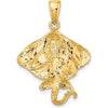 14K Yellow Gold Stingray Pendant Charm with Textured Detailing by Oro Pregiato