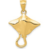 14K Yellow Gold Stingray Pendant - Solid Casted Charm with Polished Finish by Oro Pregiato