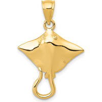 14K Yellow Gold Stingray Pendant - Solid Casted Charm with Polished Finish by Oro Pregiato