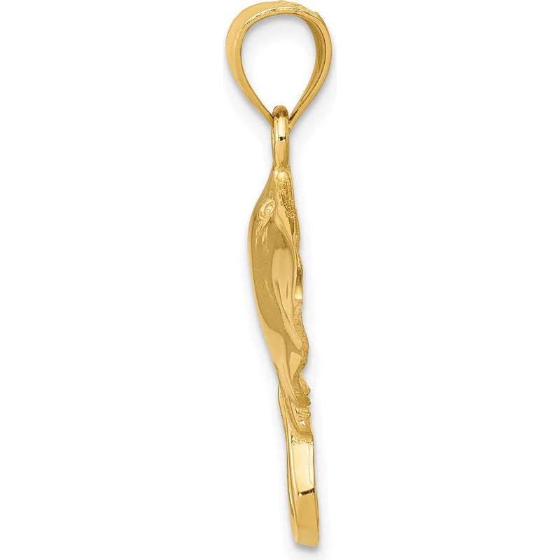 14K Yellow Gold Stingray Pendant - Solid Casted Charm with Polished Finish by Oro Pregiato