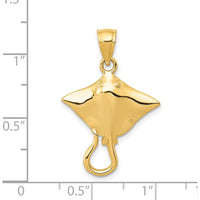 14K Yellow Gold Stingray Pendant - Solid Casted Charm with Polished Finish by Oro Pregiato