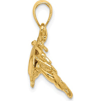 14K Yellow Gold Stone Crab Facing Down Pendant Charm by Oro Pregiato