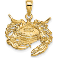 14K Yellow Gold Stone Crab Facing Down Pendant Charm by Oro Pregiato