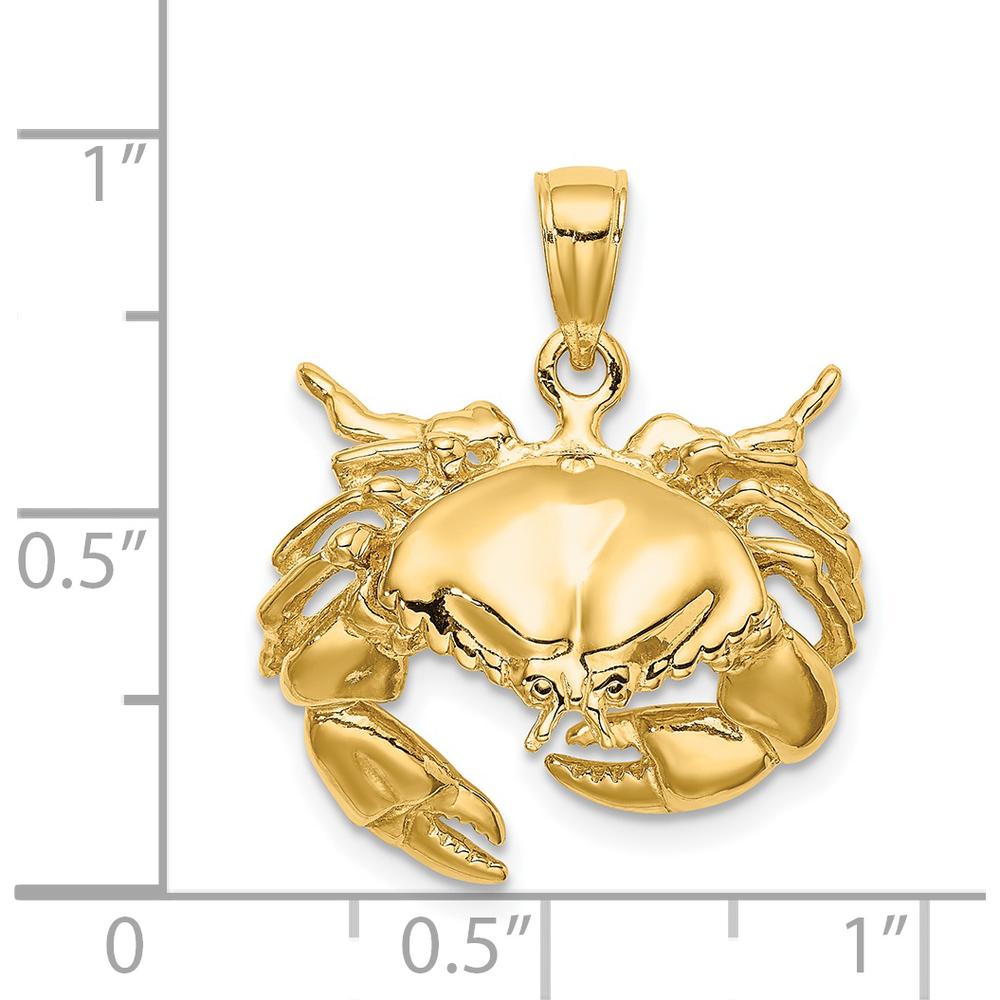 14K Yellow Gold Stone Crab Facing Down Pendant Charm by Oro Pregiato