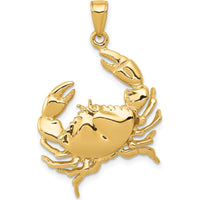 14K Yellow Gold Stone Crab with Claw Extended Pendant - Themed Gold Charm by Oro Pregiato