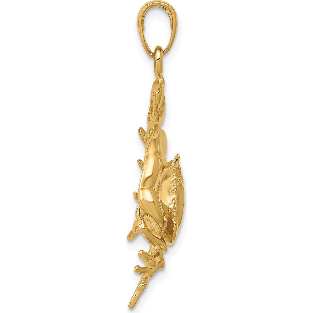 14K Yellow Gold Stone Crab with Claw Extended Pendant - Themed Gold Charm by Oro Pregiato