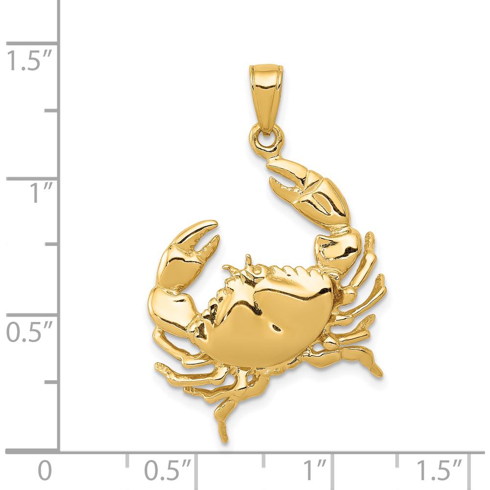 14K Yellow Gold Stone Crab with Claw Extended Pendant - Themed Gold Charm by Oro Pregiato