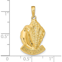 14K Yellow Gold Stone Harbor Conch Shell Pendant with Textured Finish - 28mm Length by Oro Pregiato