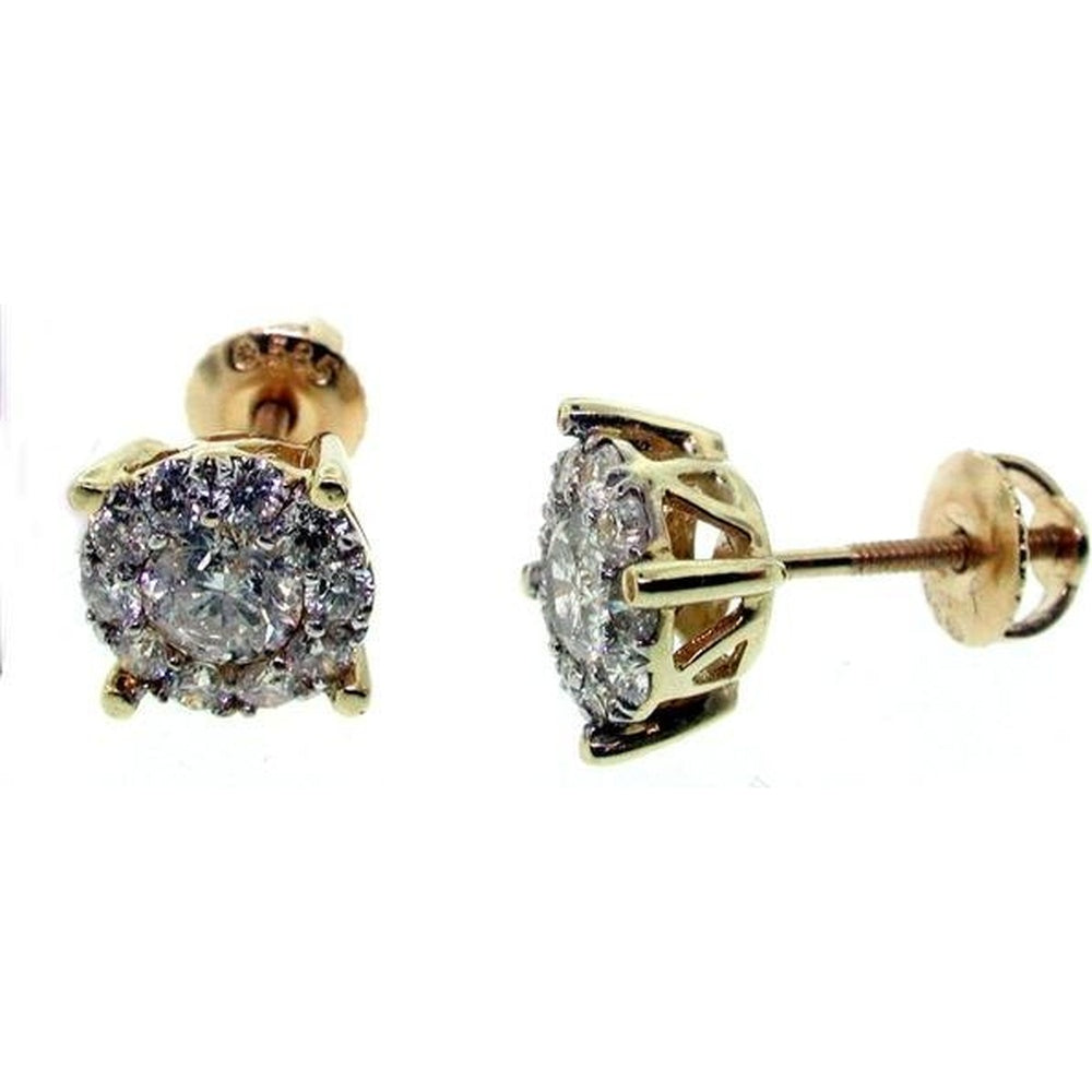 14K Yellow Gold Stud Earrings with 4-Prong Set Round Diamonds - 0.75 Carat Total Diamond Weight by Auriventus
