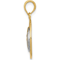14K Yellow Gold Sun and Moon Pendant with Rhodium Accents - 25mm Length by Oro Pregiato
