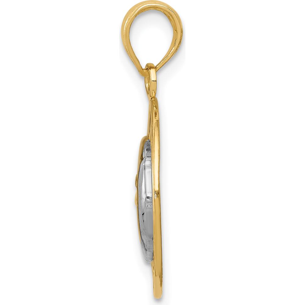 14K Yellow Gold Sun and Moon Pendant with Rhodium Accents - 25mm Length by Oro Pregiato