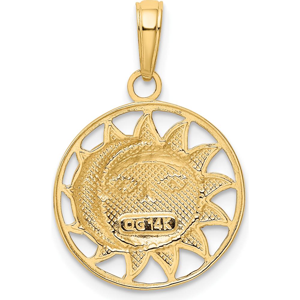 14K Yellow Gold Sun and Moon Pendant with Rhodium Accents - 25mm Length by Oro Pregiato