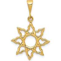 14K Yellow Gold Sun Charm Pendant with Polished Finish - 26mm Length by Oro Pregiato