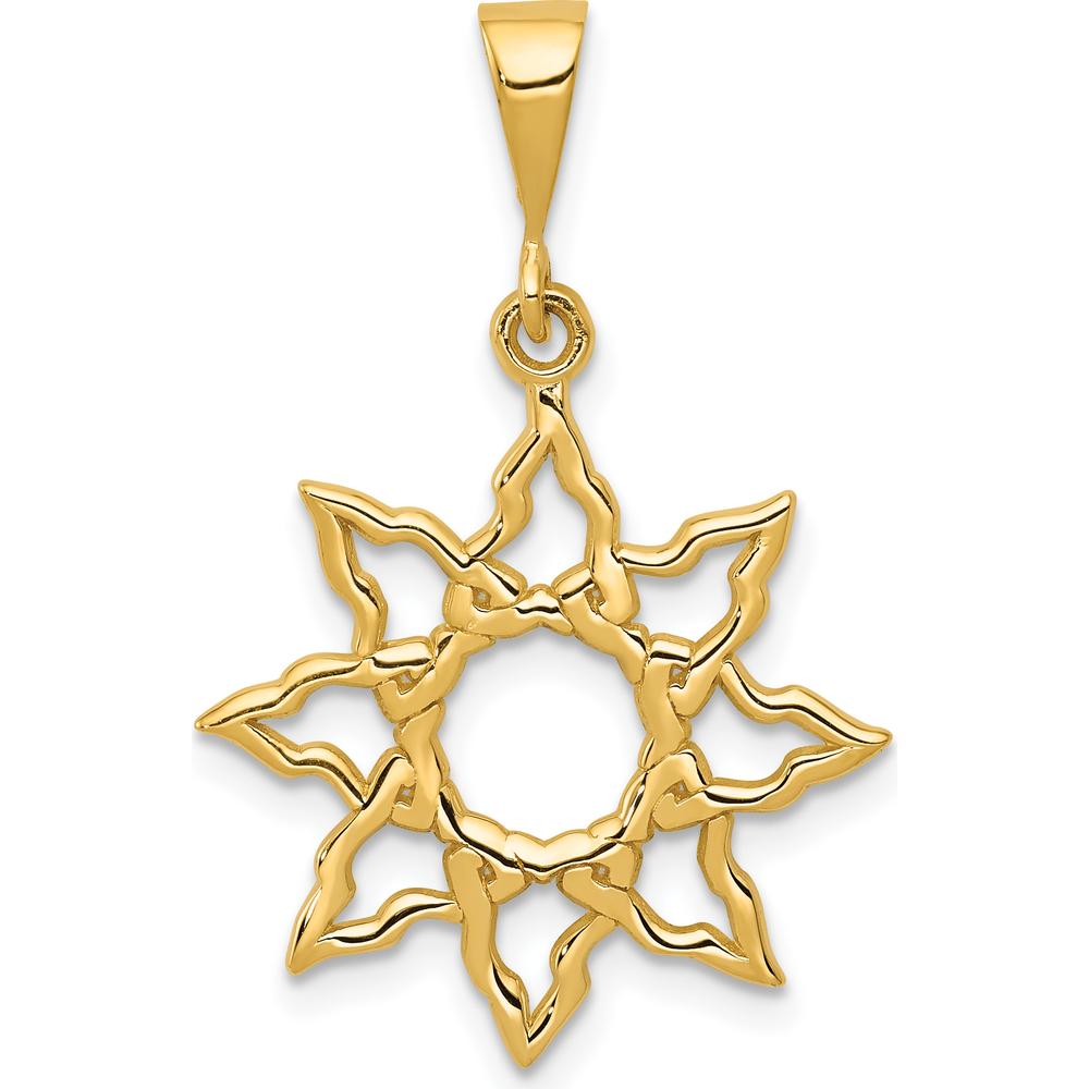 14K Yellow Gold Sun Charm Pendant with Polished Finish - 26mm Length by Oro Pregiato