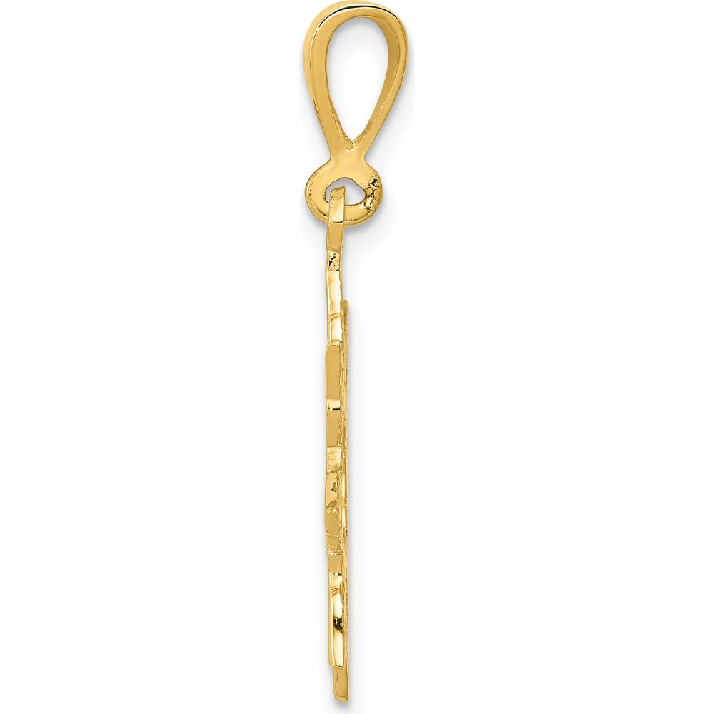 14K Yellow Gold Sun Charm Pendant with Polished Finish - 26mm Length by Oro Pregiato