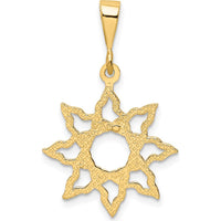 14K Yellow Gold Sun Charm Pendant with Polished Finish - 26mm Length by Oro Pregiato