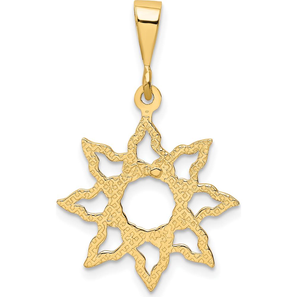 14K Yellow Gold Sun Charm Pendant with Polished Finish - 26mm Length by Oro Pregiato