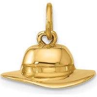 14K Yellow Gold Sun Hat Charm with Polished Finish - 8.25mm Length x 14.75mm Width by Oro Pregiato