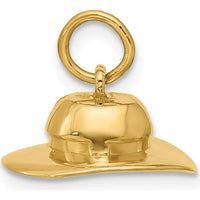14K Yellow Gold Sun Hat Charm with Polished Finish - 8.25mm Length x 14.75mm Width by Oro Pregiato