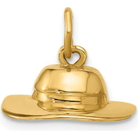 14K Yellow Gold Sun Hat Charm with Polished Finish - 8.25mm Length x 14.75mm Width by Oro Pregiato