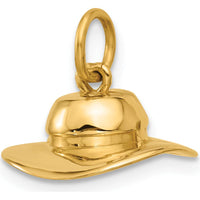14K Yellow Gold Sun Hat Charm with Polished Finish - 8.25mm Length x 14.75mm Width by Oro Pregiato