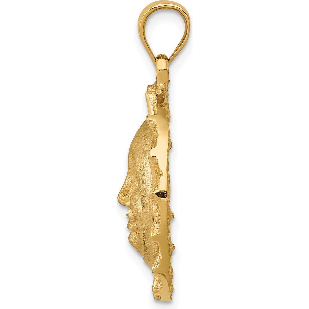 14K Yellow Gold Sun Pendant Charm - 29mm Length, 22mm Width by Oro Pregiato