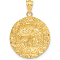 14K Yellow Gold Sun Pendant Charm - 29mm Length, 22mm Width by Oro Pregiato