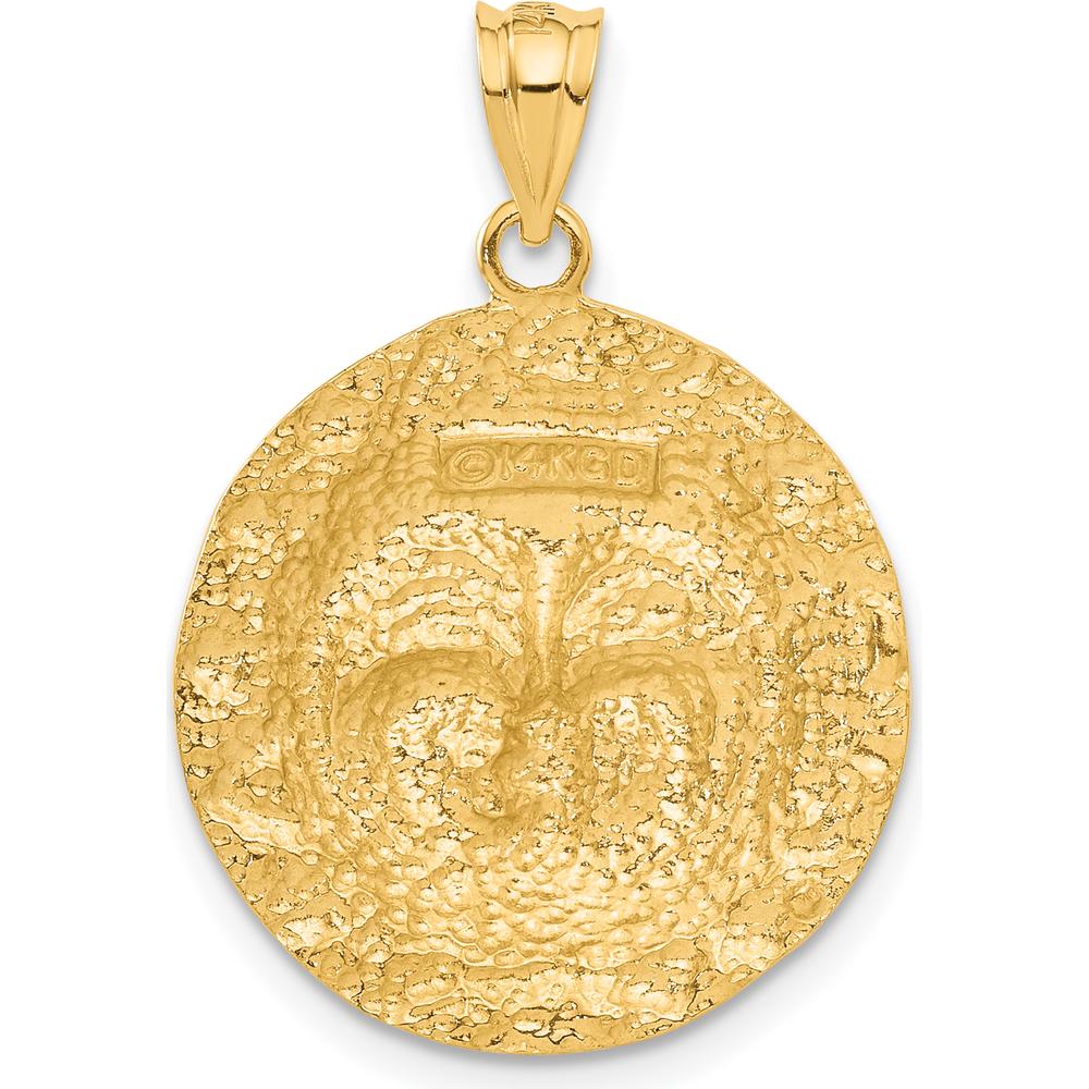 14K Yellow Gold Sun Pendant Charm - 29mm Length, 22mm Width by Oro Pregiato