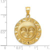 14K Yellow Gold Sun Pendant Charm - 29mm Length, 22mm Width by Oro Pregiato