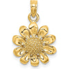 14K Yellow Gold Sunflower Charm Pendant - Textured Flower Design 13.3mm by Oro Pregiato