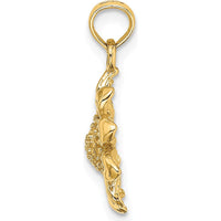 14K Yellow Gold Sunflower Charm Pendant - Textured Flower Design 13.3mm by Oro Pregiato