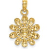 14K Yellow Gold Sunflower Charm Pendant - Textured Flower Design 13.3mm by Oro Pregiato